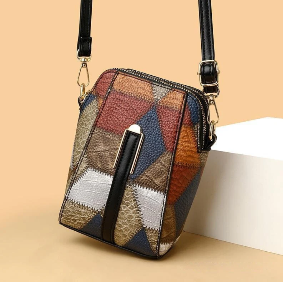Fashion Soft Leather Stitching Shoulder Bag