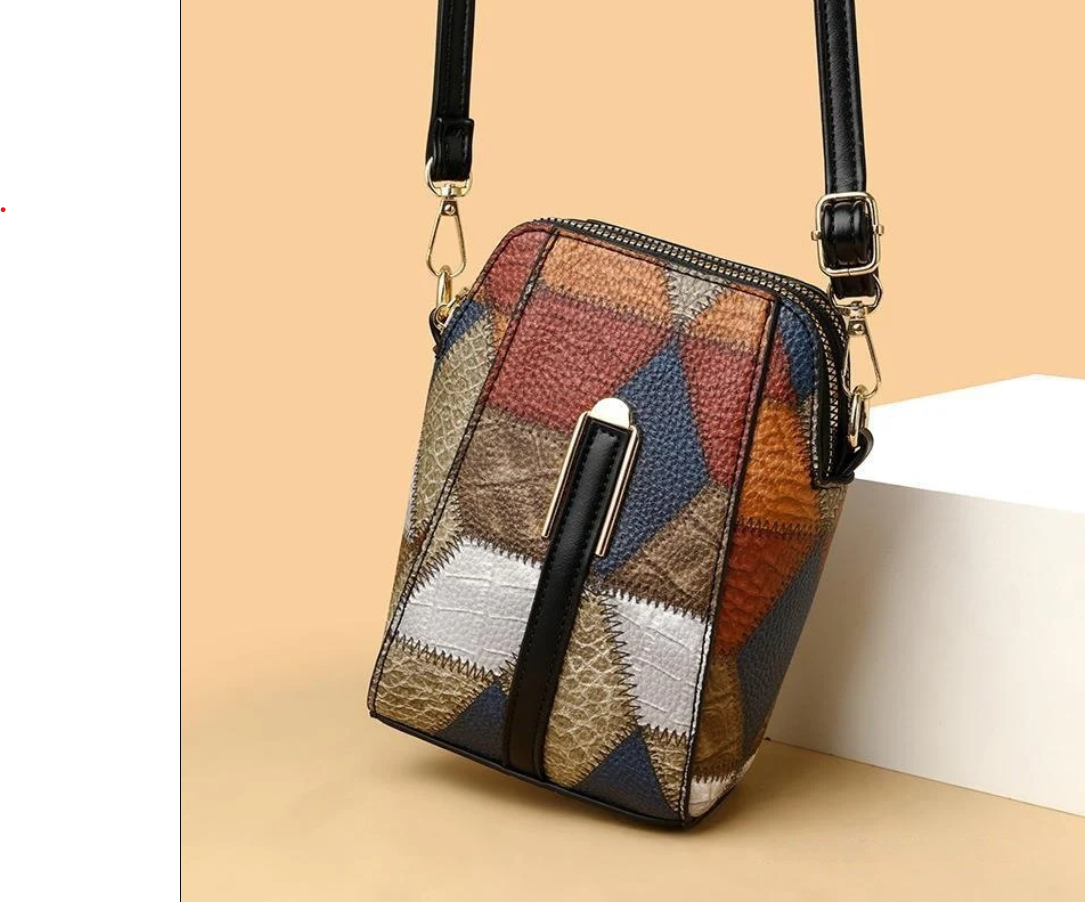 Fashion Soft Leather Stitching Shoulder Bag